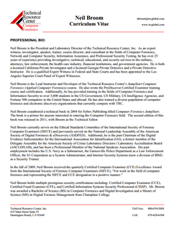 CV for Neil Broom Expert Witness in Computer Forensics Investigations in Beverly Hills California